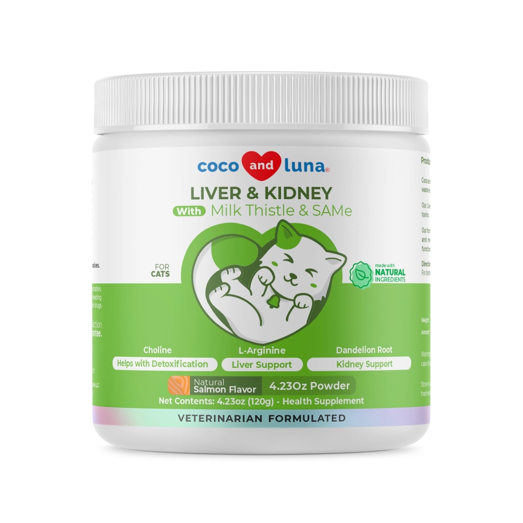 Mléko bodlák pro kočky - 4 oz prášek - přírodní doplněk jater - se stejným a L- arginin - Detox, Jaterní podpora, Podporuje zdravé funkce jater, Podpora ledvin