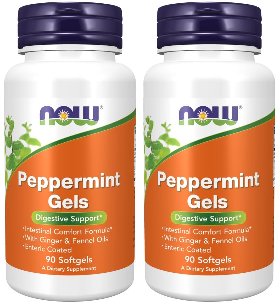 Nyní Foods Peppermint gely se zázvorovou a fenyklovou olejem, 90 Softgels (Balení po 2)