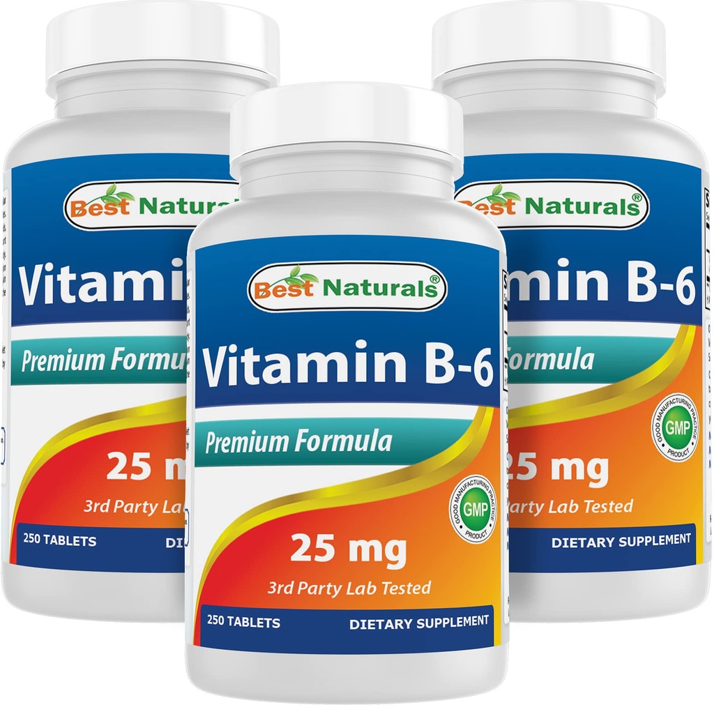 Nejlepší Naturals Vitamin B6 25mg 250 tablet (250 Počet (balení po 3))