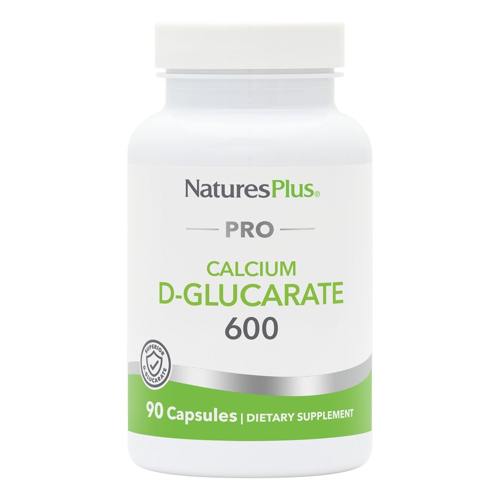NaturesPlus PRO Calcium D- Glucarate (CDG) 600 mg - 90 Kapsle - Non- GMO, Vegan, Gluten Free, Soy Free - 90 Služeb
