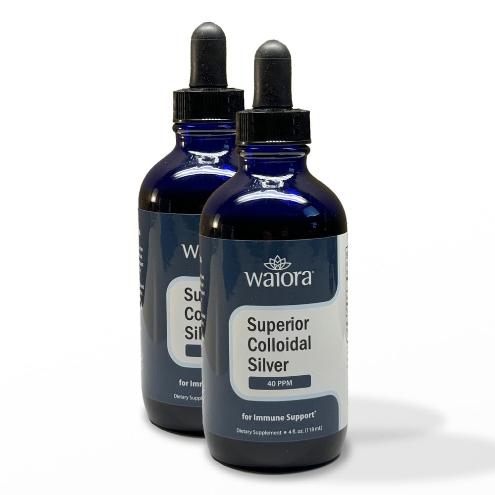 Superior koloidní stříbro, Waiora, Liquid Mineral Supplement, 40 PPM, pro imunitní podporu, Modrá skleněná láhev s kapátkem (2 / 44 serv.)
