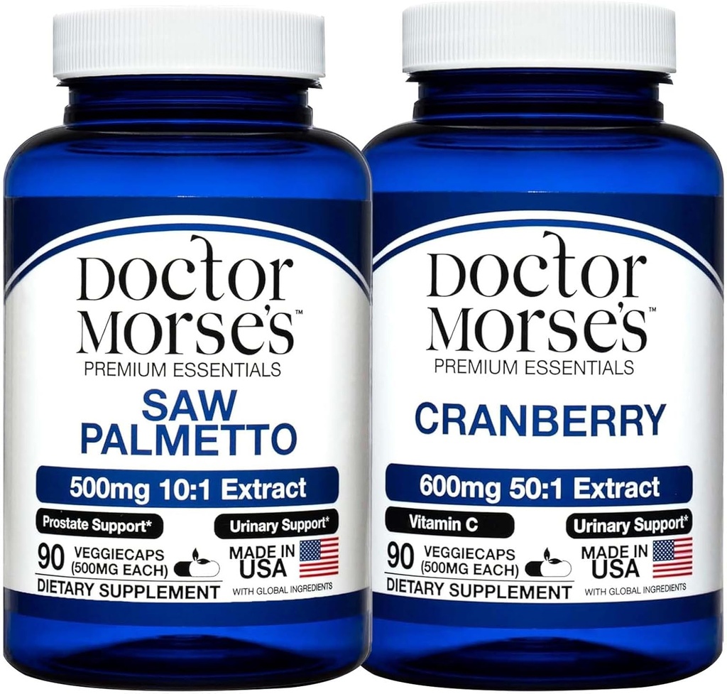 Lékař Morse 's Saw Palmetto 5000mg & Cranberry 30000mg Bundle - Prostate Health, Podpora močových cest, a celkové Wellness pro muže a ženy, FDA- registrované, NSF- Certified 90 Kapsle