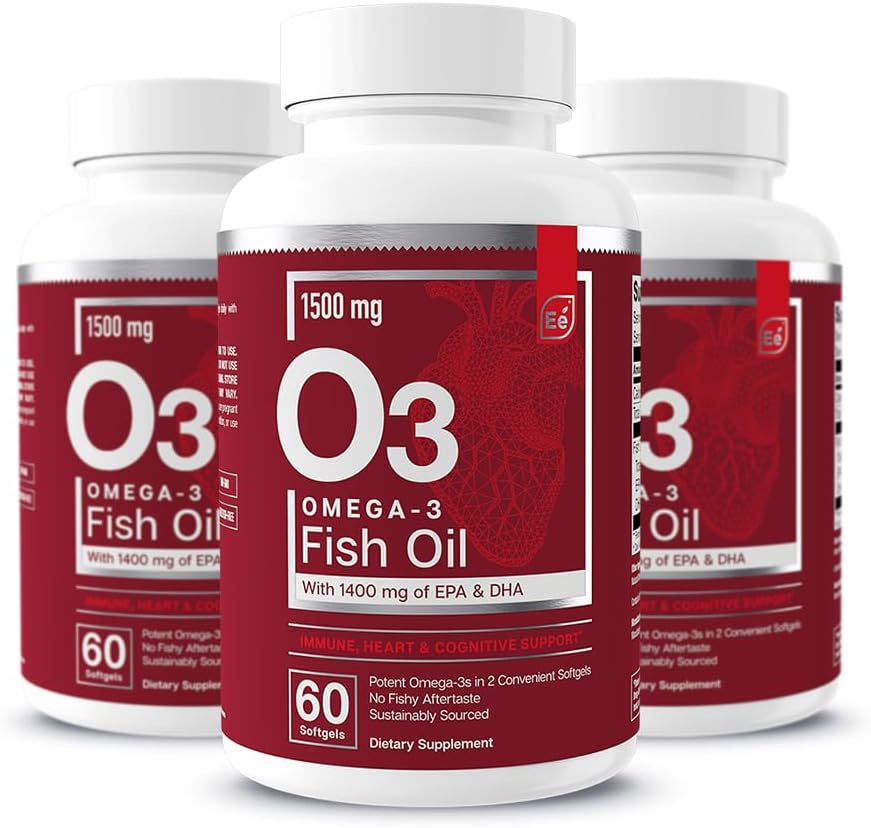 Základní prvky Omega33 Rybí olej dodatek s EPA & DHA PHARMAN124; mastné kyseliny pro imunitní, srdce a kognitivní podporu CARMAN124; 60 Softgels (3-Pack)