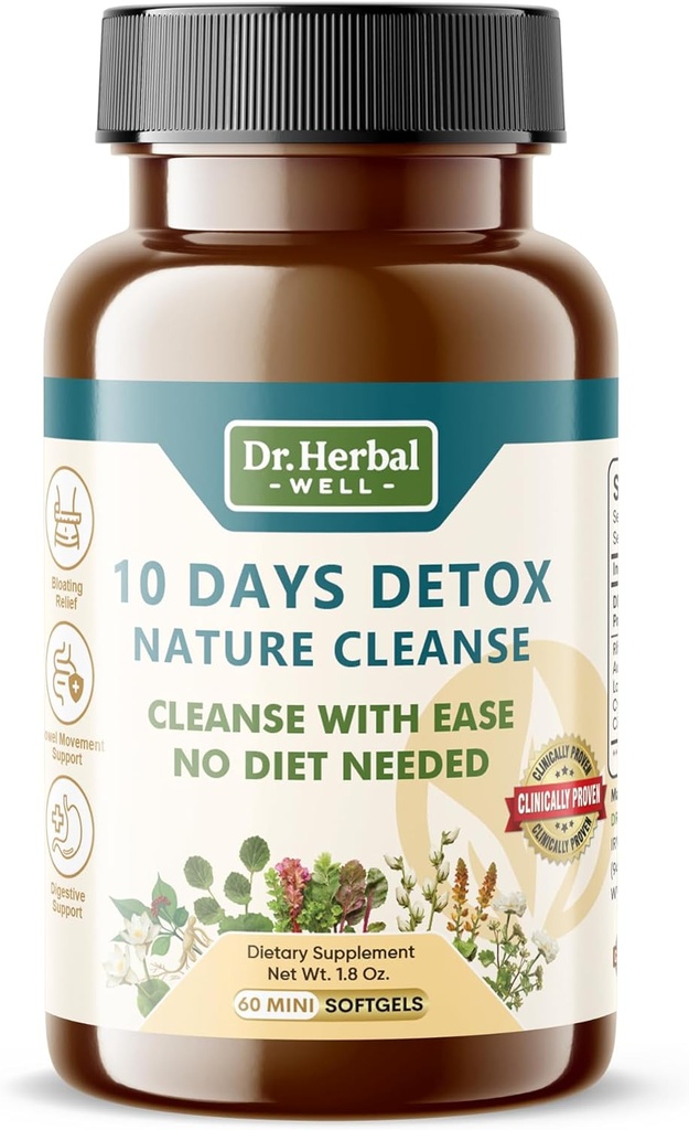 10 dní Detox Přírodní čištění s Ease No Diet Potřebné (60 Mini Softgels)