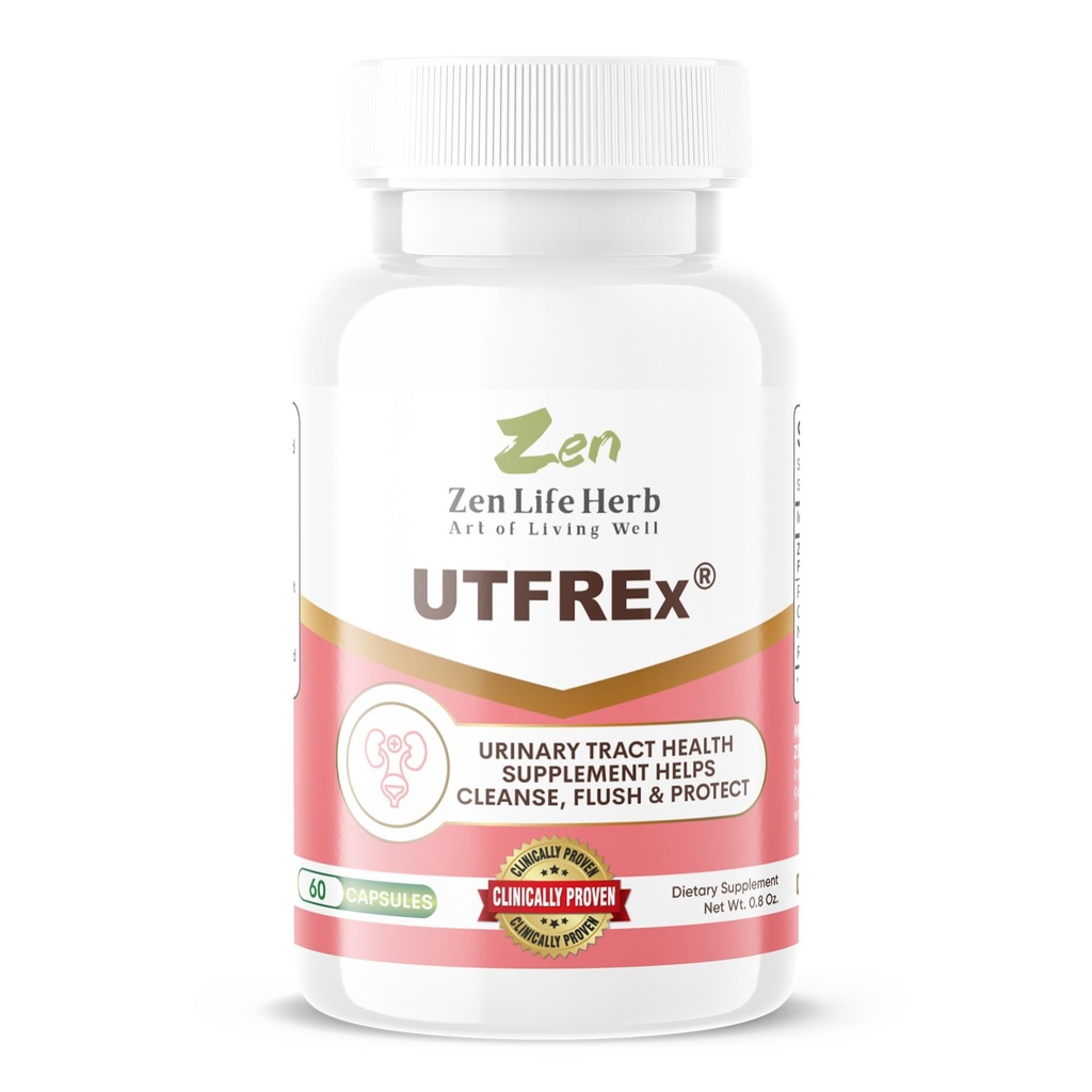 ZEN LIFE HERB UTFREX - Rychlé působení - Podporuje močení Trakt Zdravý imunitní a močový systém, No Vitamíny, Minerály, Prebiotika, Cukr, Plant- Based Dodatek (60 Kapsle)