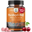 Žvýkací vitamin B12 1000 mcg - Methylovaný B12 Vegan vitamin pro podporu mozku přírodní energie - Kostní zdraví péče o oči a nákyp s vlasovou pokožkou a hřebíky halové vitamíny