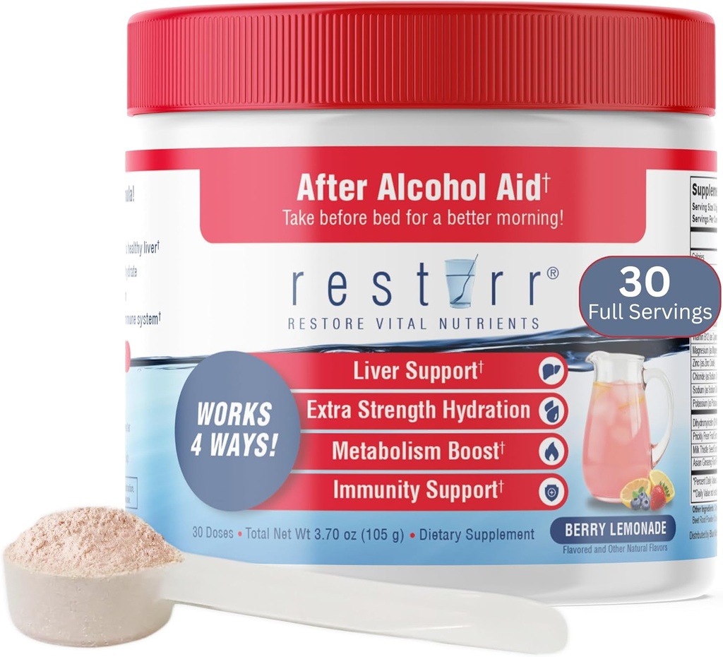restirr After Alkohol Aid & Recovery: Podporuje zdraví jater, zvyšuje metabolismus a podporuje imunitní systém s DHM, Mléko Thistle, B-Complex, Hydratace. 30