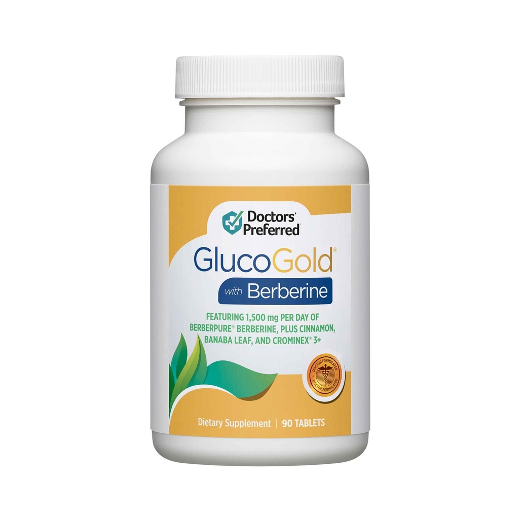 PREFERRED GlucoGold s berberínem, koncentrovaná skořice, chrom, extrakt z banánovníku (90 tablet)
