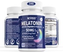 Melatonin 50 mg pro dospělé - Extra Strength 9- in-1 Fast Disolute Sublingual - w / Vitamin D3 & MSM, Relaxing Herbal Blend- Ashwagandha, Lemon Balm, Passionflower, Heřmánek, Sugar Free, Vegan 180 Servings