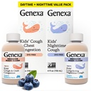 Genexa Kids 'Clean Day & Night Cough Medicine, Barvy zdarma, 0% umělé přísady, Dětský kašel, Hrudní kongestion, Runny Nose & NECZING Relief, Ages 6 +, Organic Blueberry Flavor, 8 fl oz (2 Pack)
