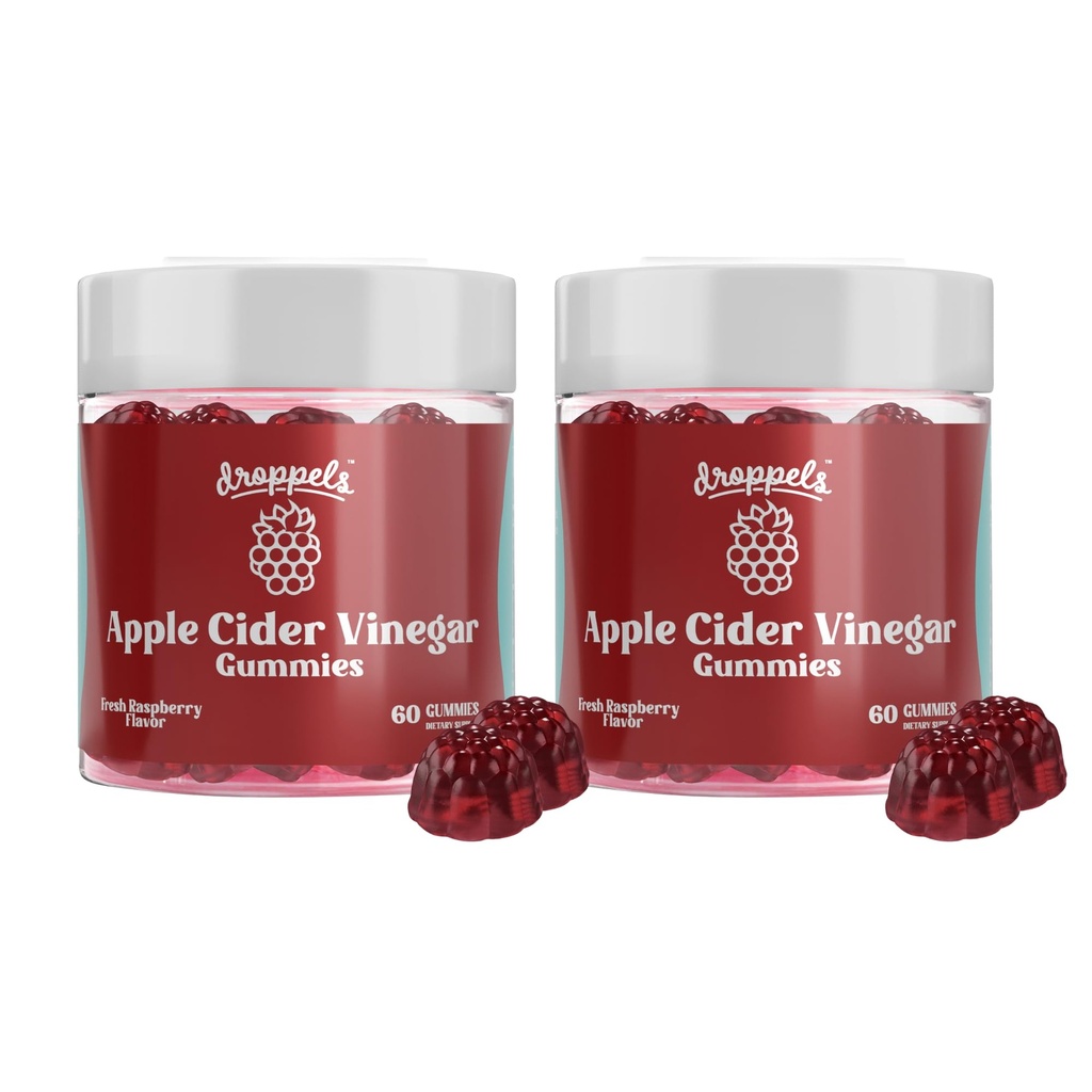 Droppels Apple Cider Ocet Gummies 1000mg s Beet Root & Pomegranate current124; Non- GMO, Vegan- Friendly, gluten Free current124; Podporuje Digestion, Metabolismus, Energie a imunitní zdraví Cr124; Raspberry Flavor