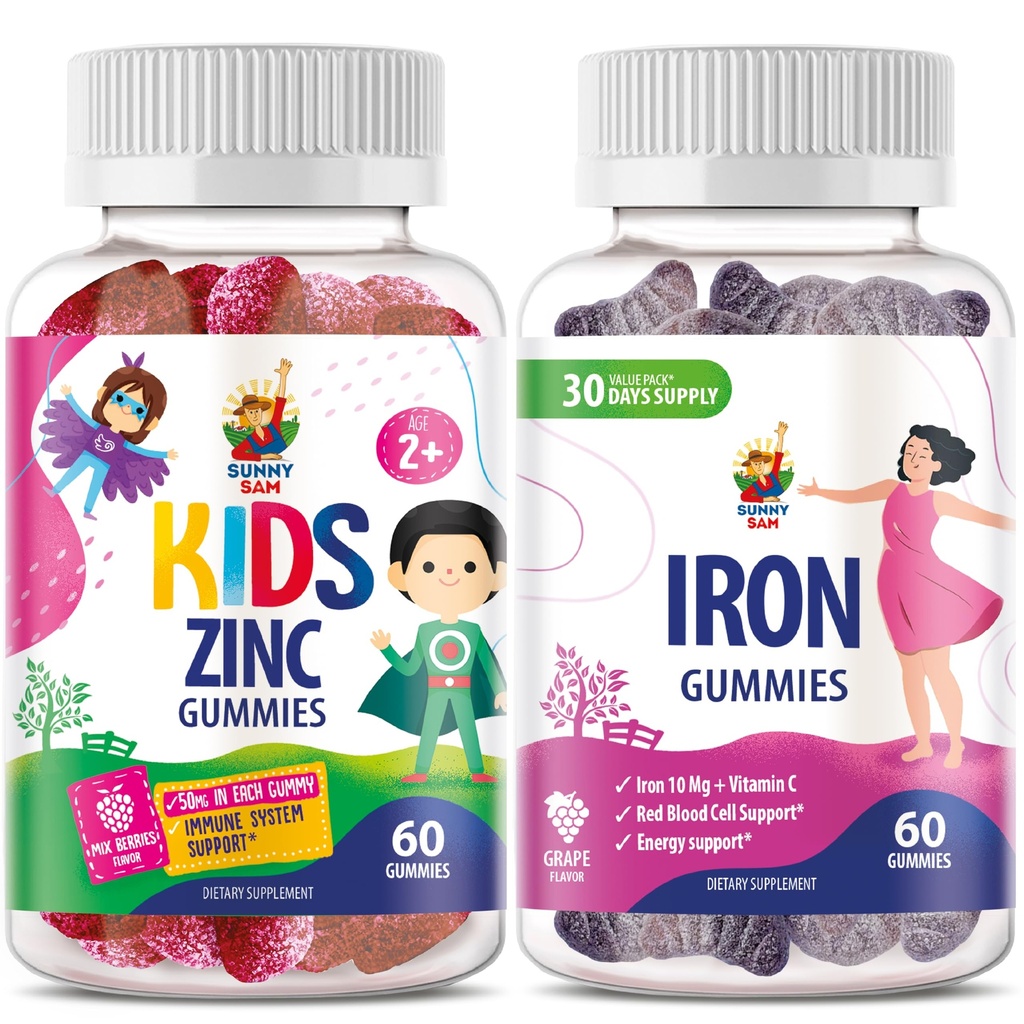 SUNNY SAM železní dospělí s vitamínem C a zinek děti gumy