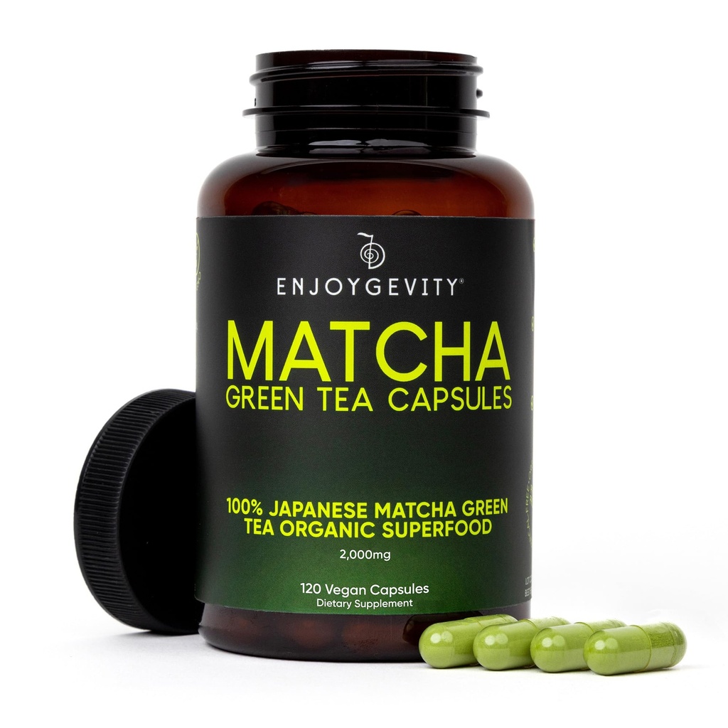 Ekologické kapsle Matcha Green Tea - Natural Energy Boost - Clean Gradual Caffeine - Japanese Matcha Green Tea Pills - 100% přírodní antioxidant - Uklidnění a relaxace - 120 Denní kapsle - 2000 / mg