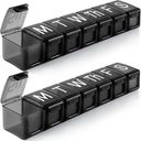 2 balení Extra velký týdenní pilulkový pořadatel, BPA Zdarma Pill Box 7 Day s XL Compartment for Fish Oils, Travel Friendly Medicine Organizátor Pill Pouzdro pro vitamíny, doplňky