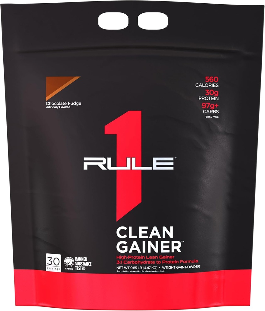 Pravidlo 1 Clean Gainer - High-Protein Lean Gain Formule s 560 kalorií, 30g Full-Spectrum Protein, Over 90g Carbs, Under 6g of Fat (30 Serings, Chocolate Fudge)