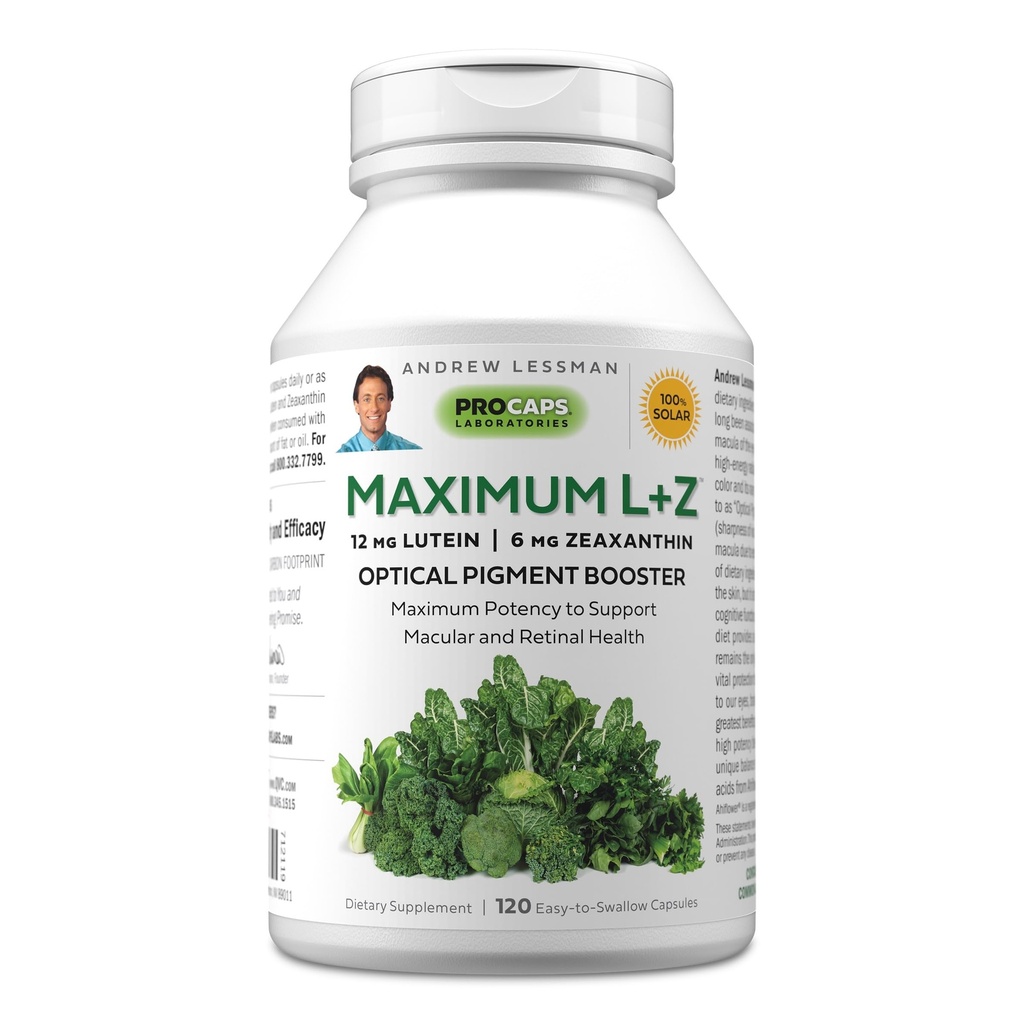 ANDREW LESSMAN Maximum L + Z 120 Softgels - 12mg Lutein, 6mg Zeaxanthin, klíčové živiny na podporu zdraví očí a mozku, a podporovat zdravé vidění. Žádné přísady. Snadné pro polykání