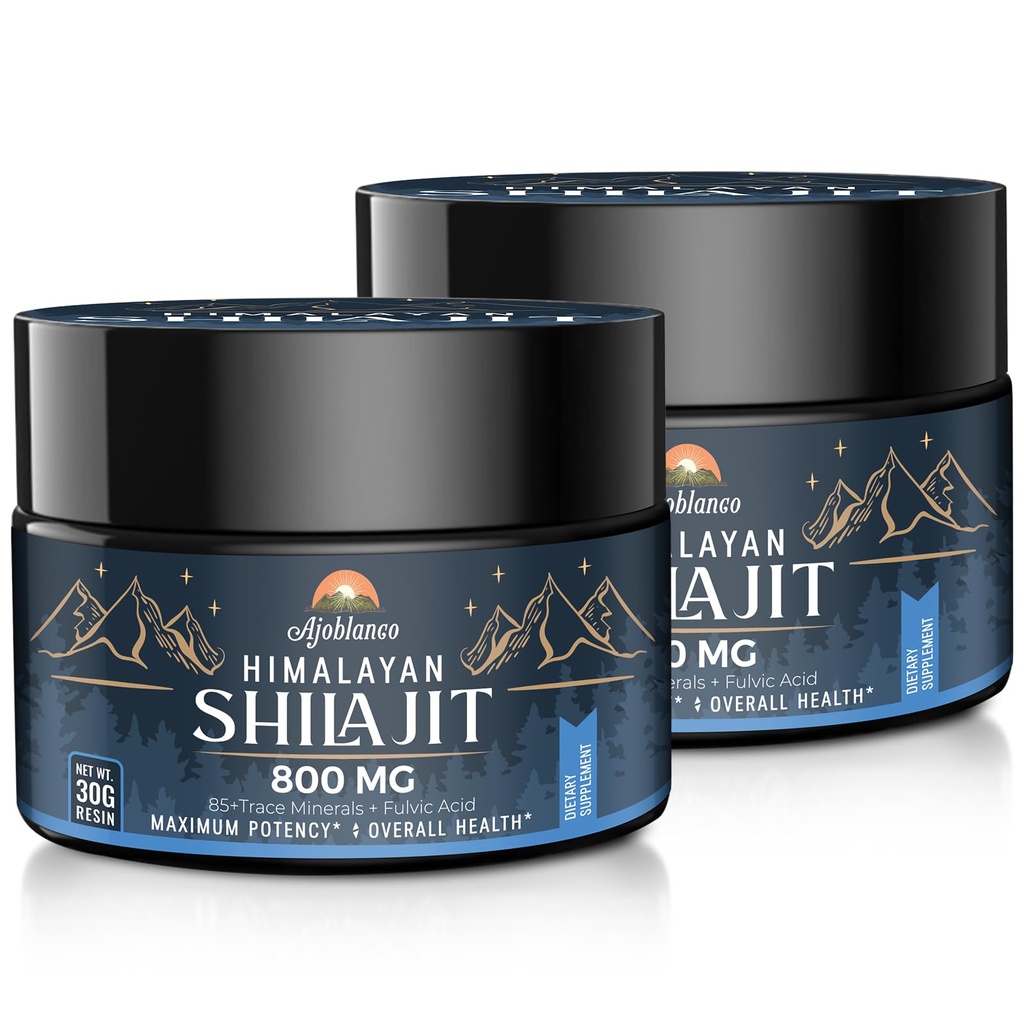 Ajoblanco 800 Mg Himalayan Shilajit Resin, Shilajit Pure Himalayan Organic, Shilajit dodatek s čistota, vysoké dávkování a potenciál pro energii, sílu a imunitu, muži a ženy, 30 Grams, balení po 2