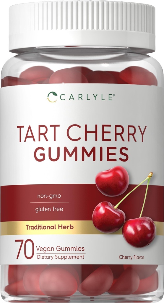 Carlyle Tart Cherry Gummies PHARMAN 124; 2000mg PHARMAN 124; 70 GARMAN 124; Cherry Flavor PHARMAN 124; Vegan, Non- GMO, a gluten Free Formule