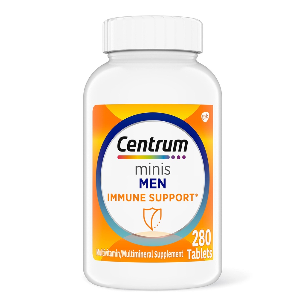 Centrum Minis Men 's Daily Multivitamin pro muže pro imunitní podporu se zinkem a vitamínem C, 280 Mini tablety, 140 denní zásobování