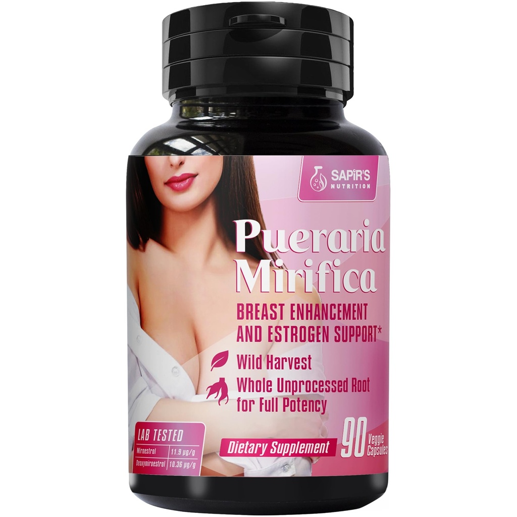 Pueraria Mitigaria Kapsle 2000mg Denní - Doplněk pro zvětšení prsou a estrogen pro ženy a muže, Rostlinné pilulky pro ženy a transgender - Vylepšení prsou