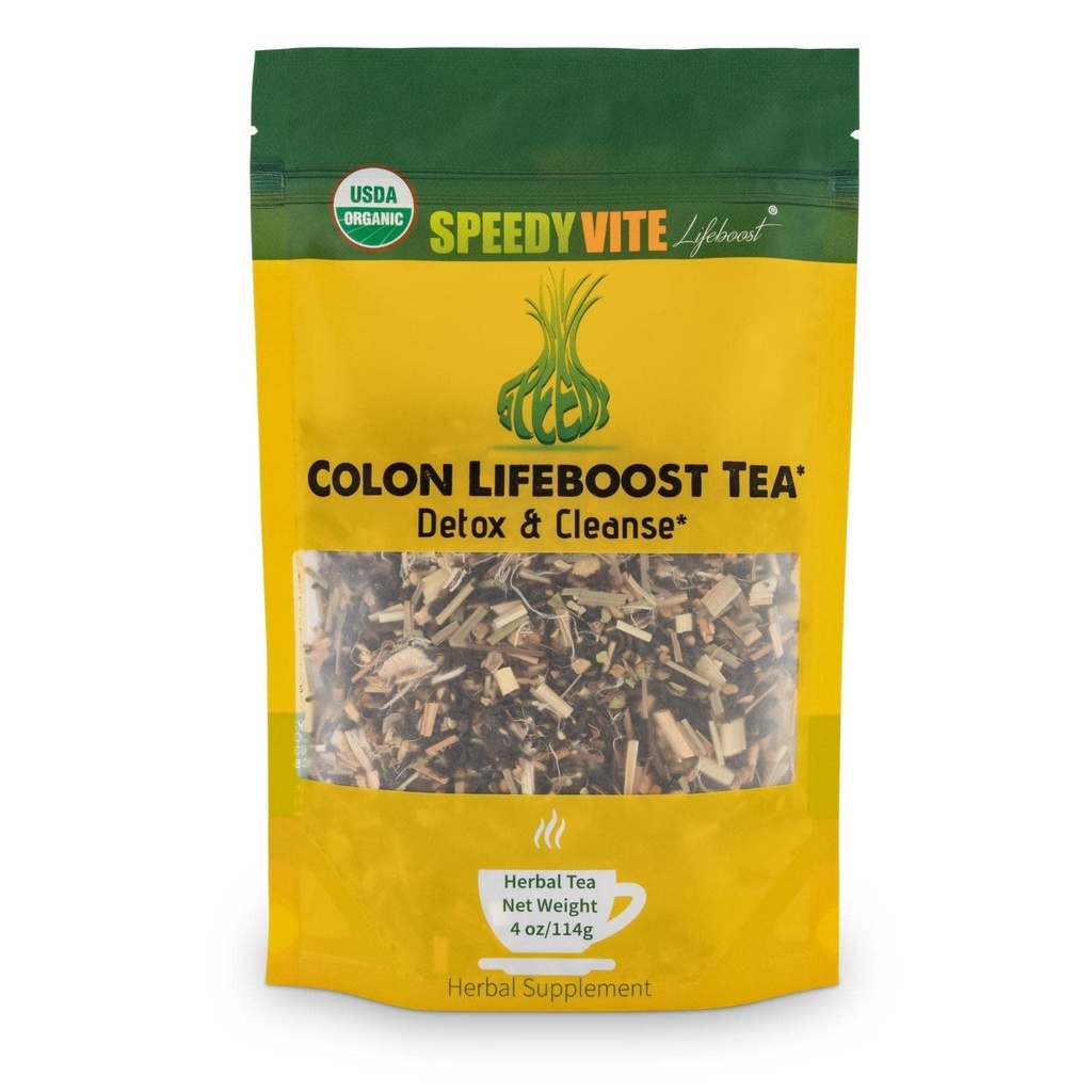 SpeedyVite Colon LifeBoost Tea Detox a Cleanse - Organic Pu 'er Tea with Ginger, Lemongrass - pro zvýšení zdraví a funkce Colon