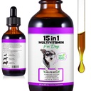 15 z 1 Pes Multivitamin Kapky pro psy - Dog Vitamíny & doplňky Přírodní pes Multivitamíny a minerály - Glucosamine, MSM pro pleť & Coat, Heart Health, Kosti, Společné, Podpora imunitního systému
