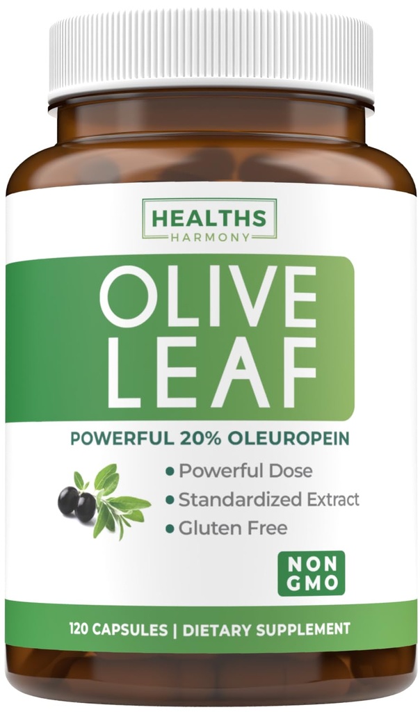Super Strength Olive Leaf Extract Kapsle - Vegan Non- GMO 750mg Olive Extract s 20% Oleuropein Antioxidant Supplemente for Immunity Skin and Heart Health Support - Vyrobeno v USA (4 měsíční dodávka)
