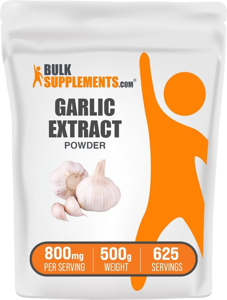 Bulksupplements.com česnekový extrakt prášek - česnekový dodatek, bylinný dodatek, Allium Sativum - Bylinný & gluten zdarma, 800 mg na servírování, 500g (1,1 lbs) (balení po 1)