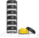 PULIV Stackable Weekly Pill Organizátor pro flexibilní použití, Velká cestovní Pill Box Case 7 Den s širokými otvory pro snadné retrieval & plnění, BPA- zdarma, 20 Nálepky, Držáky Vitamíny, doplňky, rybí oleje