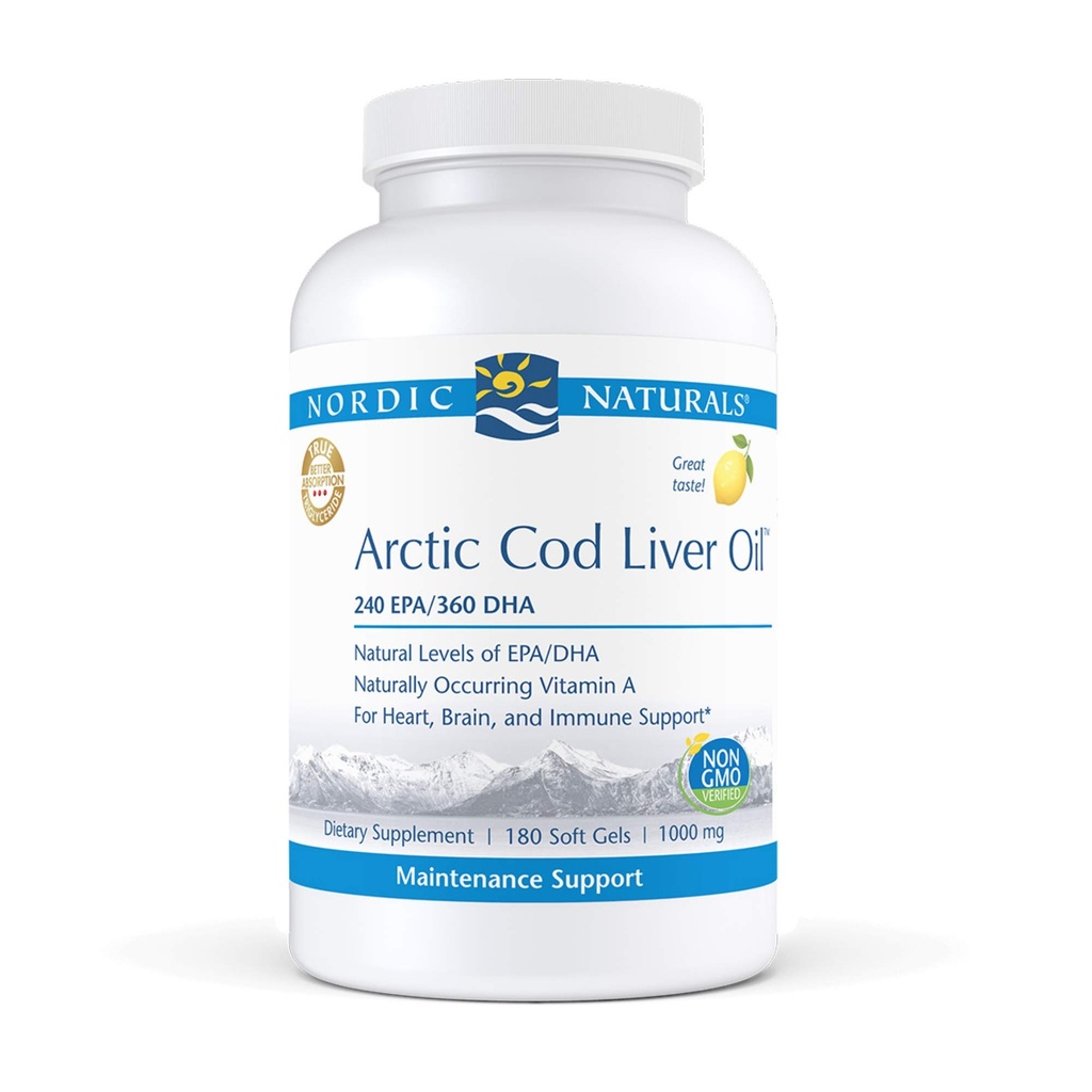 Nordic Naturals Pro - Arctic Cod Jaterní Oil CLO, podporuje zdraví srdce a mozku - Lemon- ochucené 180 měkkých gelů