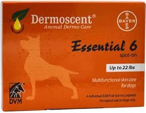 Bayer Dermofrew 6 Spot na péči o pleť pro malé psy do 22 liber rybí olej výživné doplňky