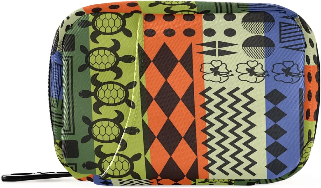 Pruhované Aloha Turtle Pill Box 7 Day Pill Pouzdro Pouzdro Pořadatel Bag se Zipper Přenosný Týdenní Pouzdro Kompaktní velikost pro Vitamin doplněk držák