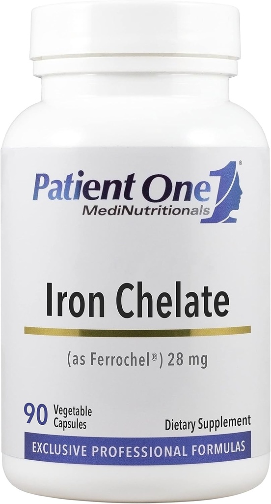 Pacient 1 Iron Chelate 28mg colum124; dodatek k podpoře tvorby a funkce červených krvinek * Iron 124; Ferrochel Brand Iron Bisglycinate 124; 90 Kapsle