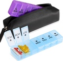 Odnímatelný 7 den Pill Box, 14 Compartments Medicine PP Storage Box, BPA-Free Travel Medicine Box s vodotěsnou taškou, dvakrát denně Pill Box pro vitamínové doplňky, a rybí olej