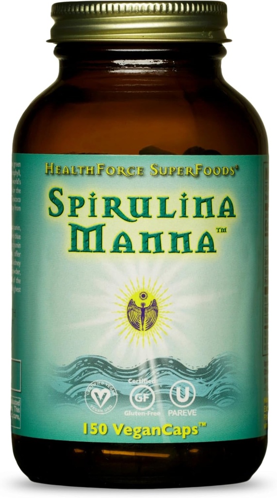 Zdravotní síla SuperFoods Spirulina Manna - Kapsle - 150 Vegan Kapsle