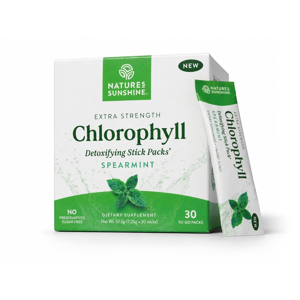 Přírodní Sunshine Chlorofyl Stick Packs: Supercharge vaše Detox a zvýšit Gut zdraví v pohodlné, Delicious Stick Packs (Spearmint)