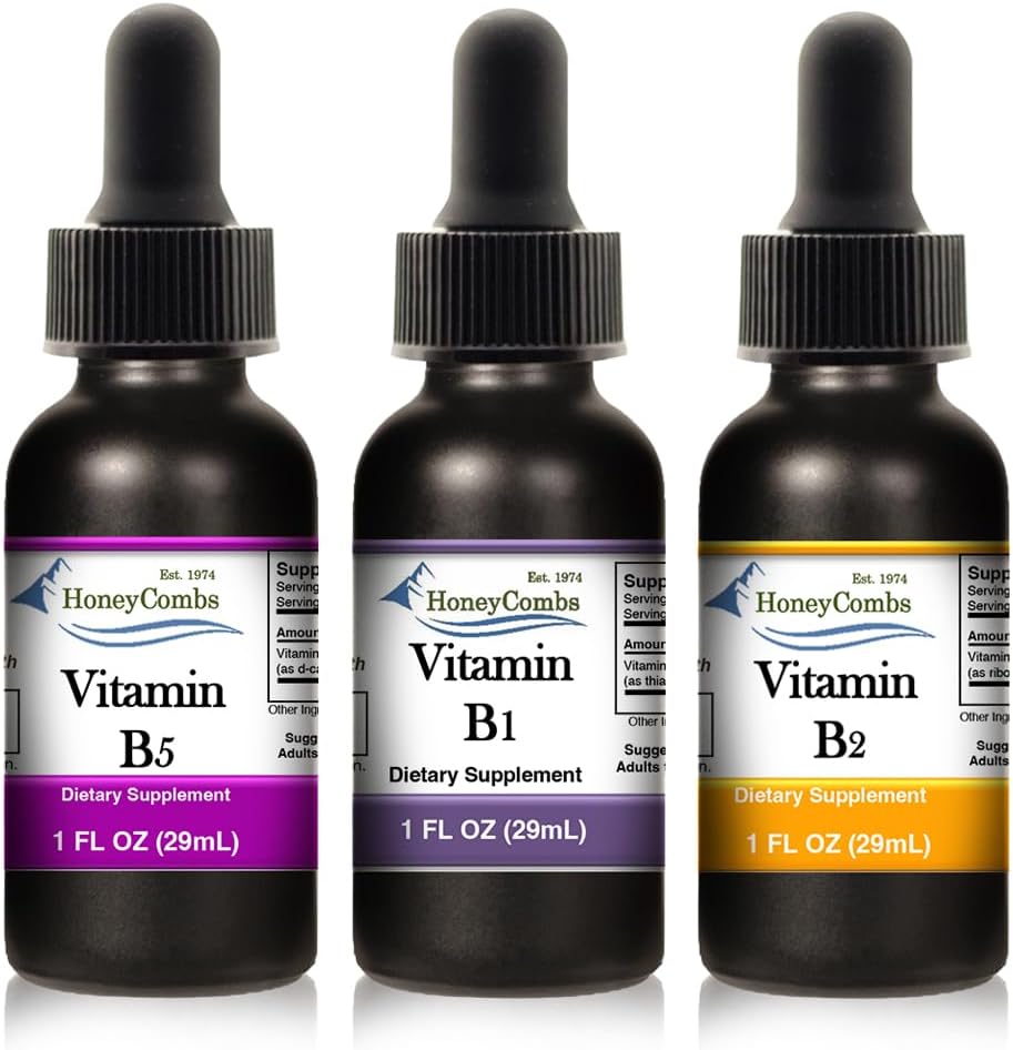 HoneyCombs Liquid Drops 1oz Each Save 10% - Vitamin B5 (Pantotenová kyselina) + Vitamin B2 (Riboflavin) + Vitamin B1 (Thiamin)