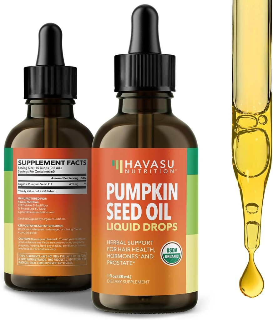 Dýňové semeno olej - USDA Organic - Studená lisovaná pro vlasy, prostata, a Hormon Support - 2 měsíce dodávky - kapalné kapky pro muže a ženy - Vegan, Non- GMO, a gluten zdarma - bez příchutí, 1 Fl Oz