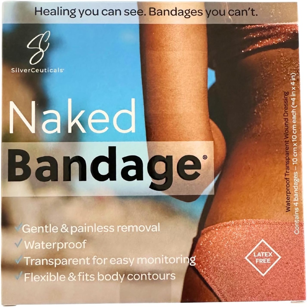 Nahý bandáž - Udržujte škrabky Burns & Tattoos Moist - Dýchatelné & Transparentní - Monitor léčení - Bezbolestný odstranění - Voda & Pot Resirant - Utěsnění Prach - (4) 4in x 4in Prostěradla