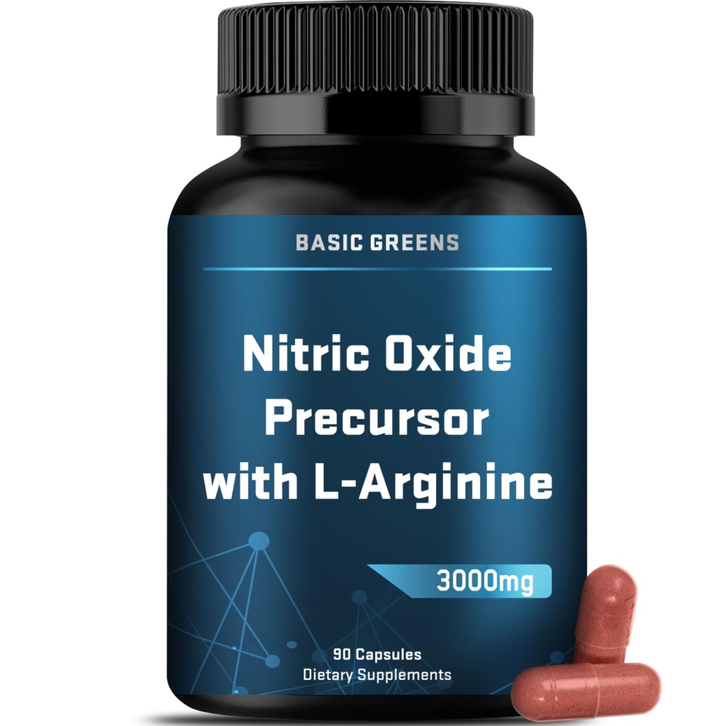 L- Arginin 3000mg Oxid dusnatý dodatek pro muže a ženy - Non- GMO Vegan Kapsle s řepkou pro cirkulaci, Vytrvalost, energie, Stamina, Výkon a cvičení - 90 Caps