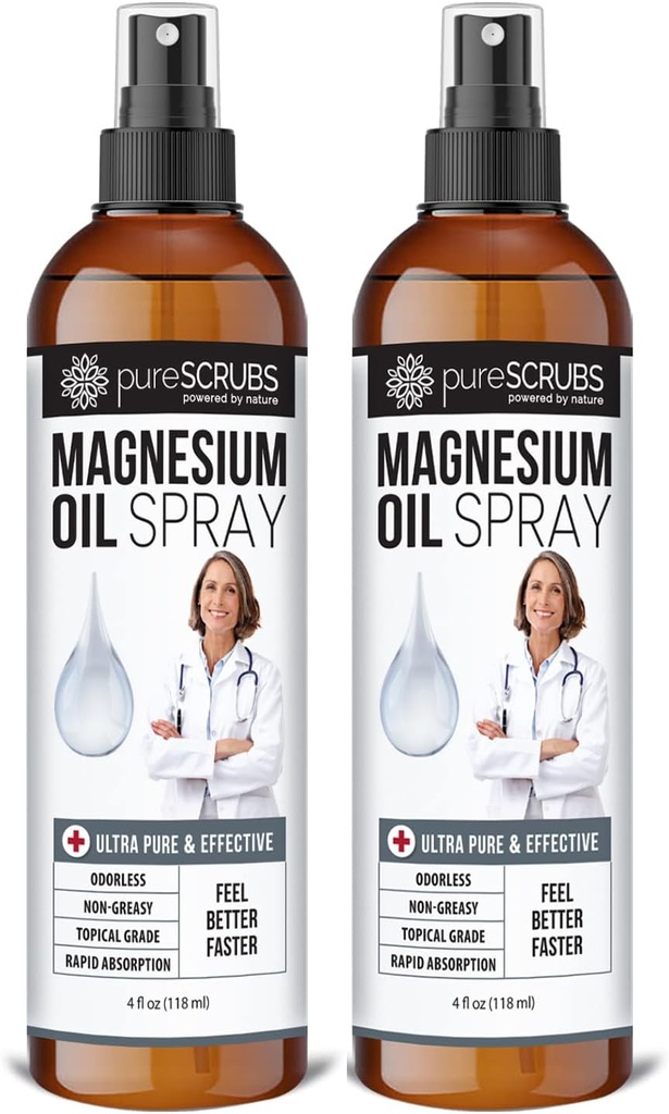 Čisté Topical Magnesium Oil Spray, Ultra rychlá absorpce pro lepší zdraví, Čistá Zechstein Brine - (2 balení)