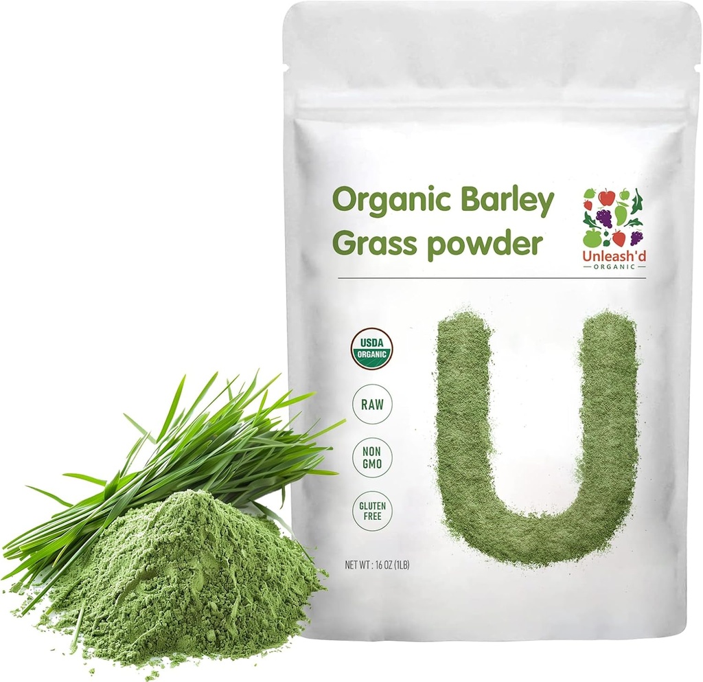 UNLEASH 'D ORGANICKÁ travní prášek 1 libra 100% čisté a organické, Superfood Green bohaté na vitamíny, minerály, vlákna a antioxidanty