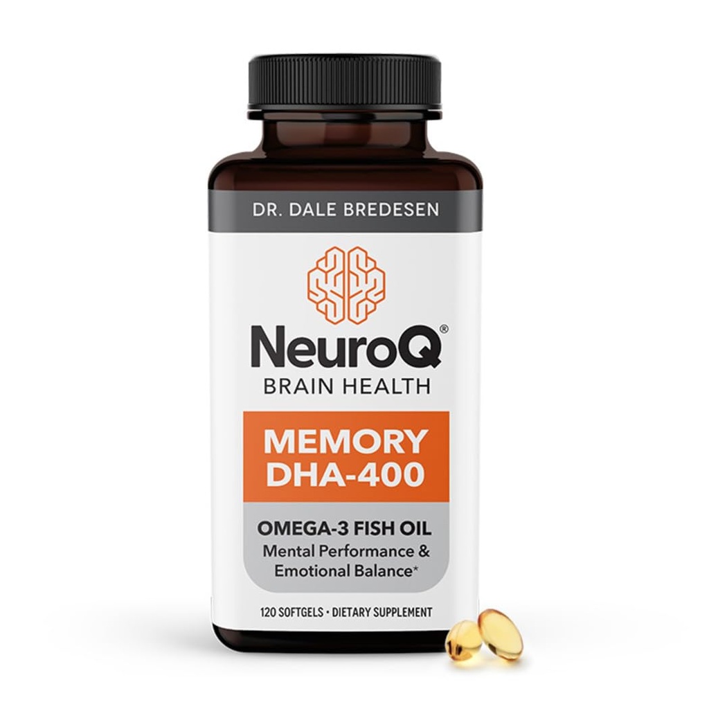 LifeSeasons NeuroQ Memory DHA-400 - Omega33 Rybí olej dodatek - Duševní výkon a rovnováha - Podporuje neurologické zdraví mozku - chrání proti ztrátě paměti a zlepšuje zaměření - 120 Softgels