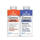 Genexa Daytime Cough & Congestion + noční těžká studená & chřipka Combo Pack, Barvení zdarma, 0% umělé přísady, tekutý vícesymptom kašel, studený, & chřipka, organické borůvkové flavor, 12 fl oz (2 balení)