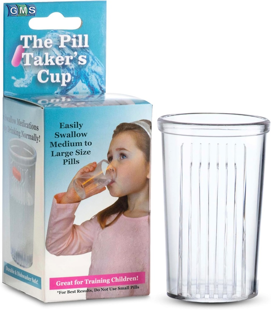 Pill Taker Cup - Dělá lyžování střední až velké tablety & Pills snadné - Jednoduše pít léky spolu s vodou - Malý Sized Cup Ideální pro děti, dospělé a seniory