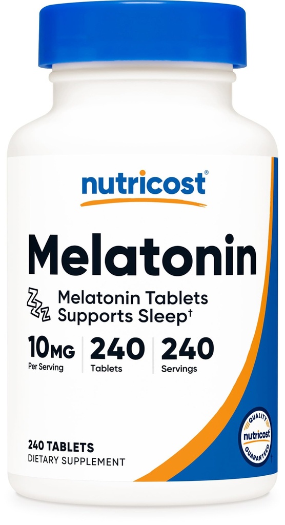 Nutricost Melatonin 10mg, 240 tablet - 10mg Per Serving, Non- GMO, bez glutenu