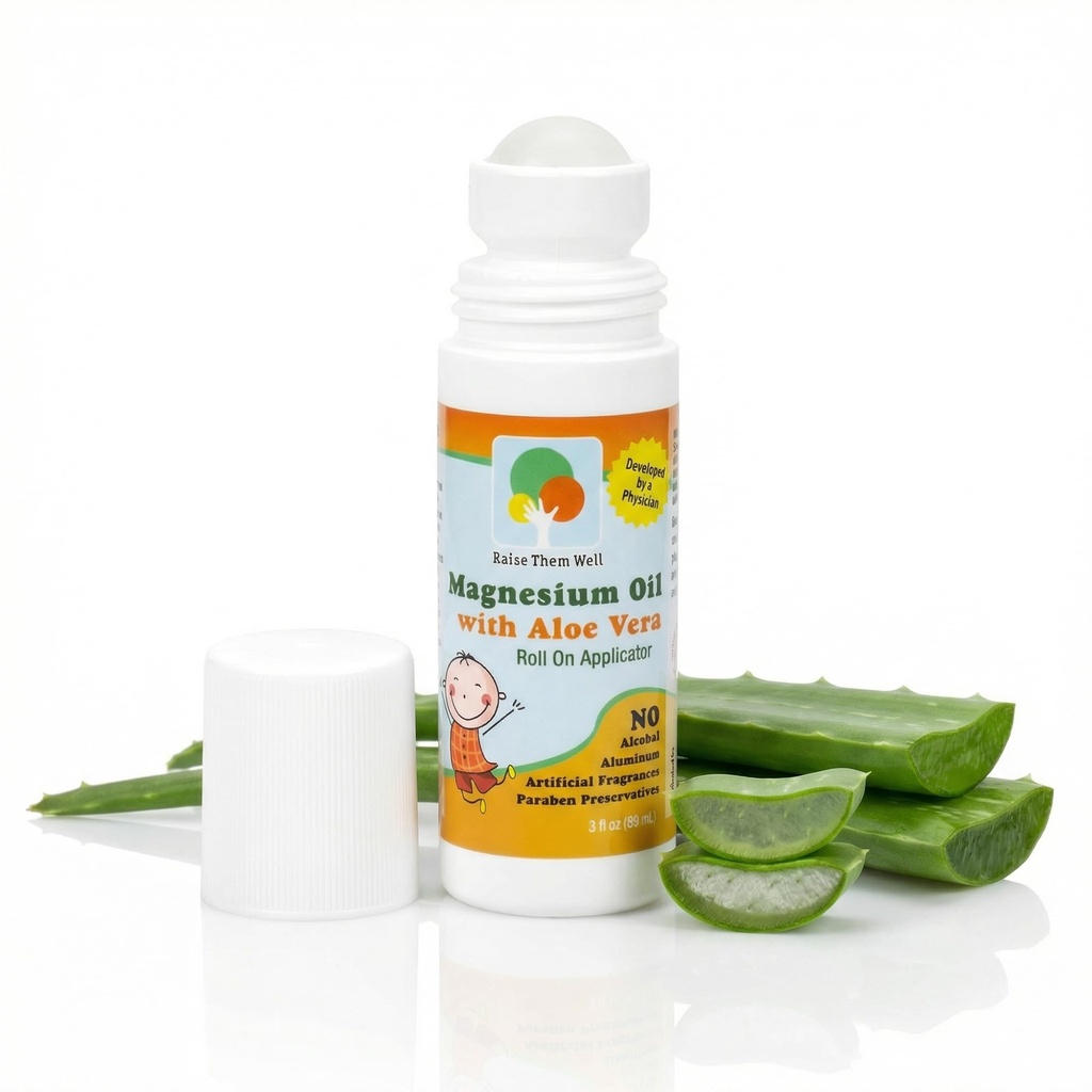 Hořčík olej roll- On pro děti s aloe Vera pro svalovou relaxaci a kloubní pomoc, Fast- Absorbující téma, Soothing Formule pro Sore svalů, napětí a křeče, přírodní podpora klidu, 3 fl oz