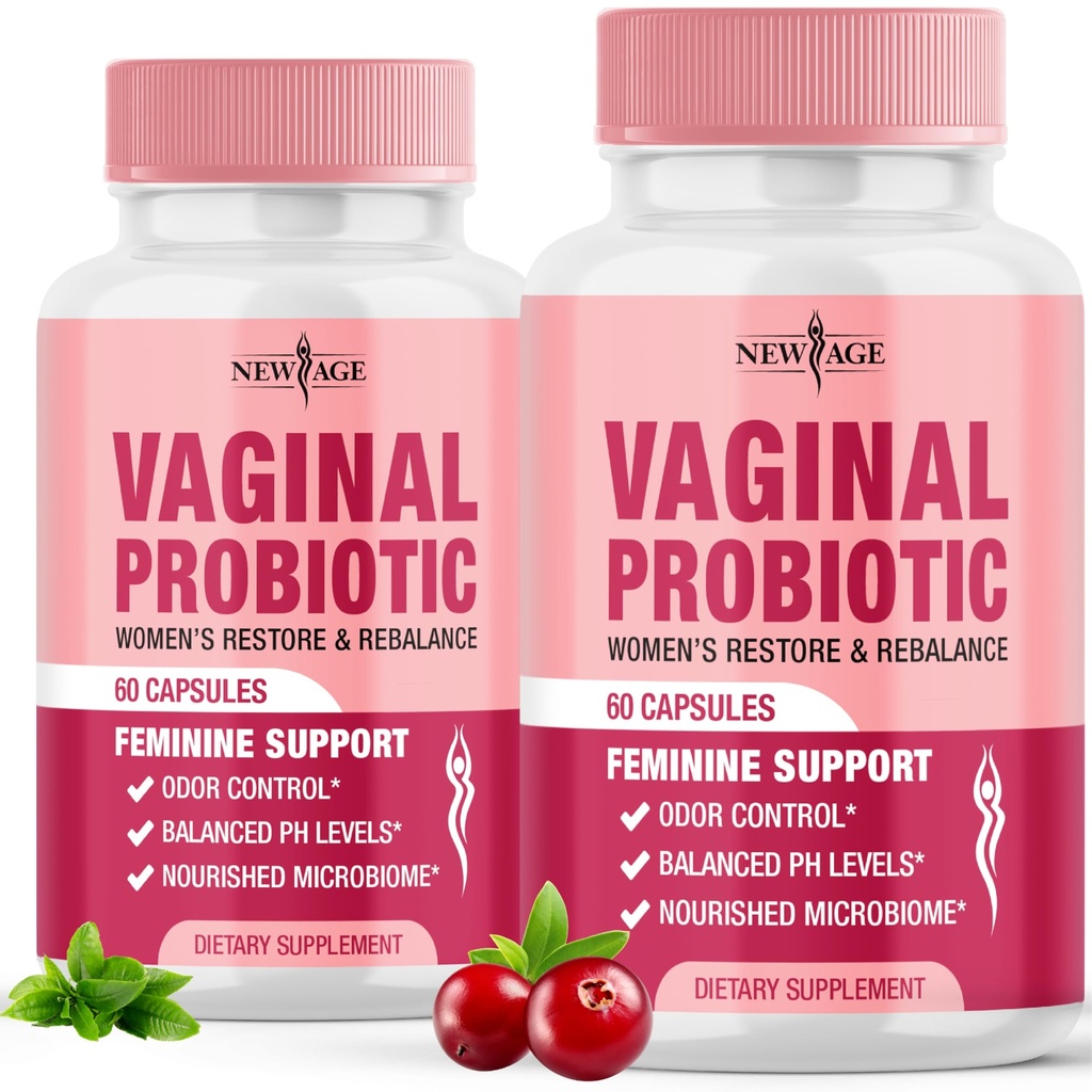 Nový věk Vaginální Probiotika pro ženy s prebiotiky, Cranberry Extract, a Lactobacillus Probiotic Blend, podporuje zdravé pH bilance, zápach Control, Vaginální Flora - 120 Kapsle