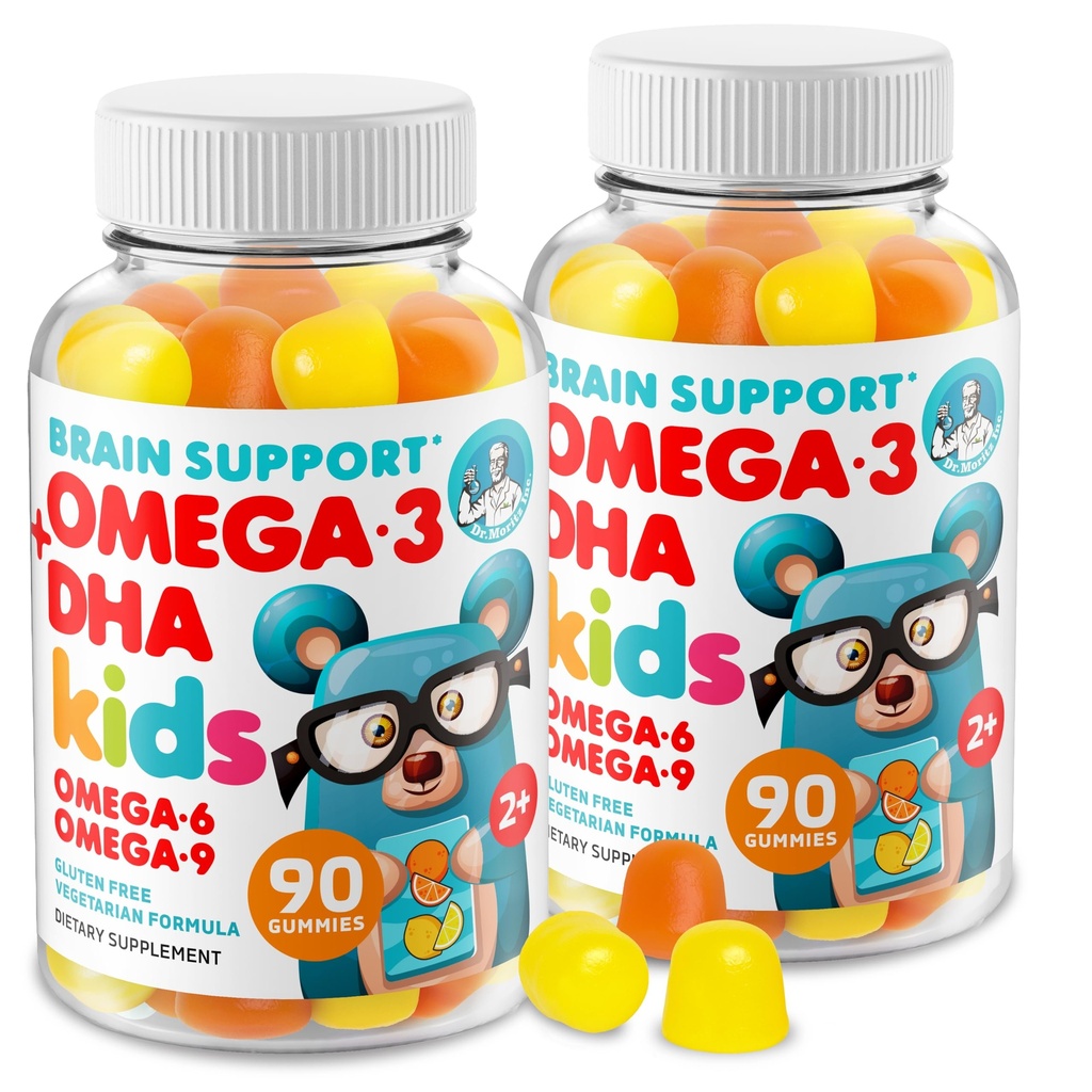 Dr. MORITZ Omega 3 Dětské žvejky (180 hrabě), Vegan Omega3 Žvýkačky pro děti bez rybího oleje, Vitamíny pro zdraví mozku a srdce, gluten- Free Omega 3 6 9