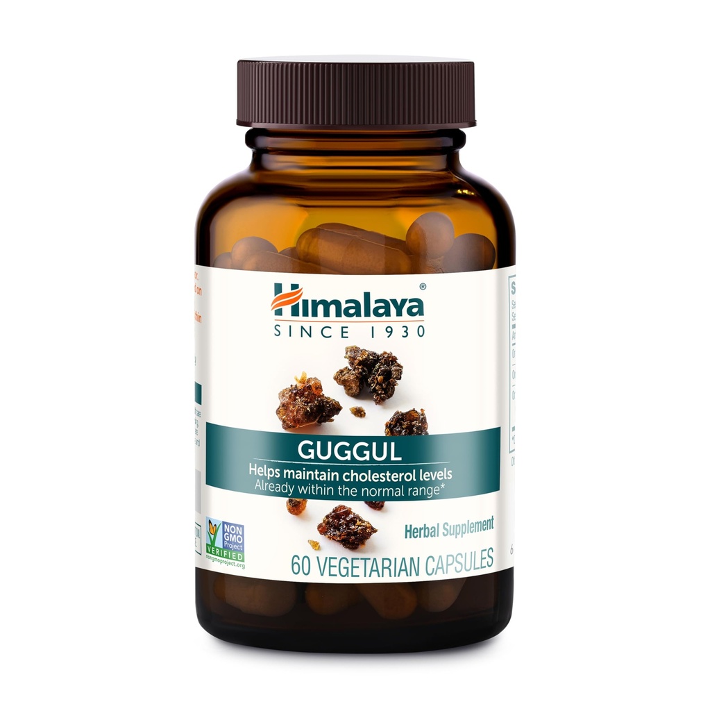 Himalaya Guggul - Podpora jater na jaterní detox, cholesterol, HDL & LDL podpora - Vegan, Non- GMO, gluten zdarma, 720 mg, 60 Kapsle